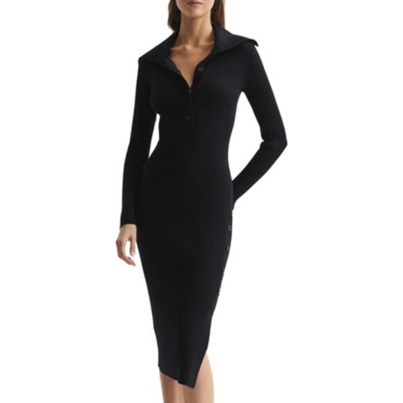 Reiss NWT Maddison Black Sweater Dress Sz Large - Picture 1 of 10